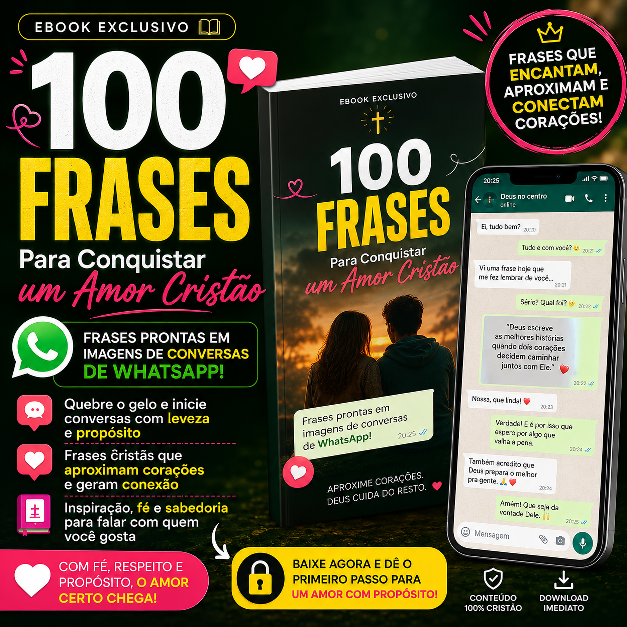 Capa do ebook 100 Frases Para Conquistar um Amor Cristão